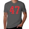 Sports Number 47 Red Black Color Lucky Sport Forty Seven Tshirt Quick Dry Sports Short Sleeve Tee