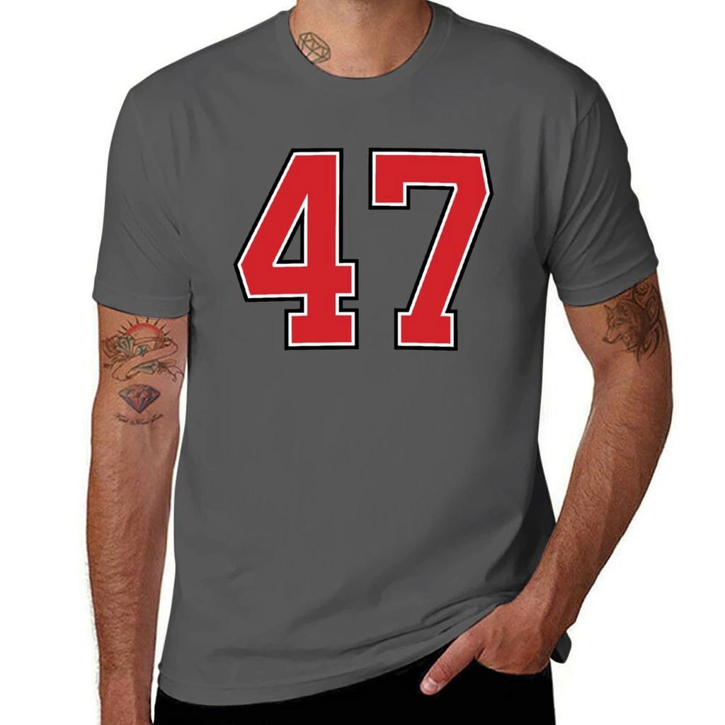 Sports Number 47 Red Black Color Lucky Sport Forty Seven Tshirt Quick Dry Sports Short Sleeve Tee