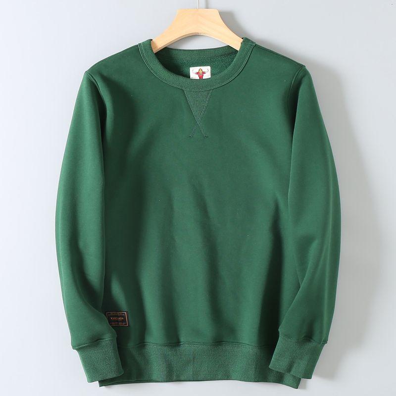 Heavyweight Washed Solid Color Retro Versatile Loose Round Neck Pullover Sweatshirt Autumn and Winter Unisex Fleece Warm Casual Jacket