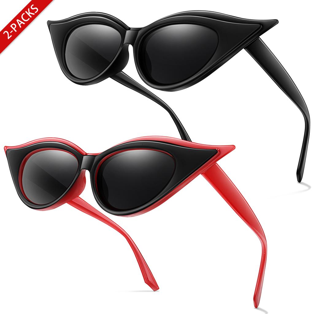 2 Pairs Men and Women's Fashion Sunglasses Fashion Cat Eye Glasses for Daily Wear Shopping Selfie Party Travel