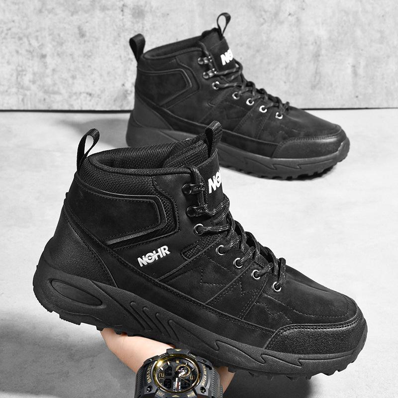 Outdoor travel hiking men's shoes autumn and winter high-top microfiber leather casual shoes mountain climbing off-road men's sports shoes