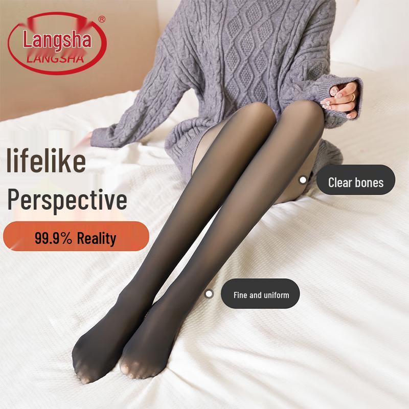LANGSHA Women's Faux Sheer Thermal Tights