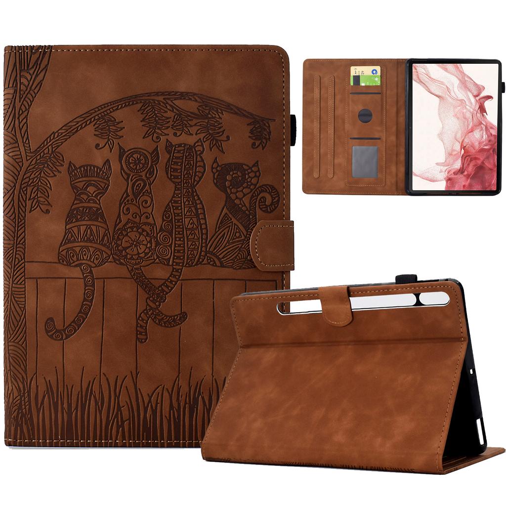 For Samsung Galaxy Tab S8 X700 X706/S7 T870 T875 Case Cats Imprinted PU Leather Card Slots Tablet Cover