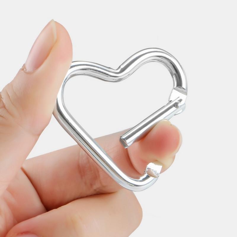 Pack of 10 Heart Shaped Metal Carabiner Keychain Accessory Portable for Outdoor Climbing and Camping Keyring Hook