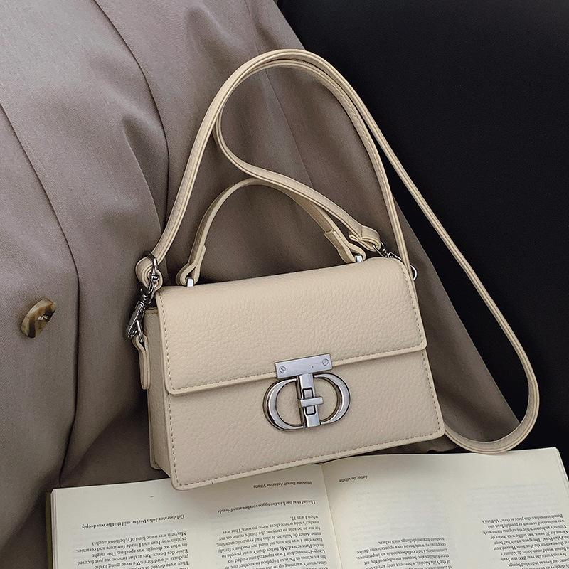 New Lychee Pattern Lock Bag Portable Shoulder Messenger Women's Bag