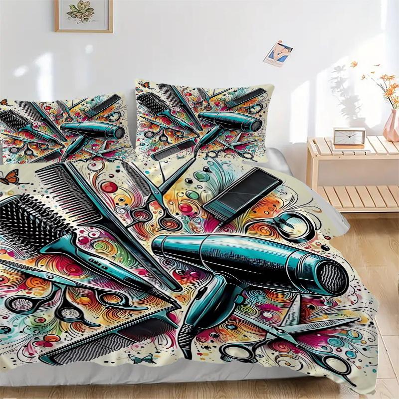 3pcs Hair Salon Tools with Butterfly Design, Includes One Quilt Cover and Two Pillowcases (No Core)