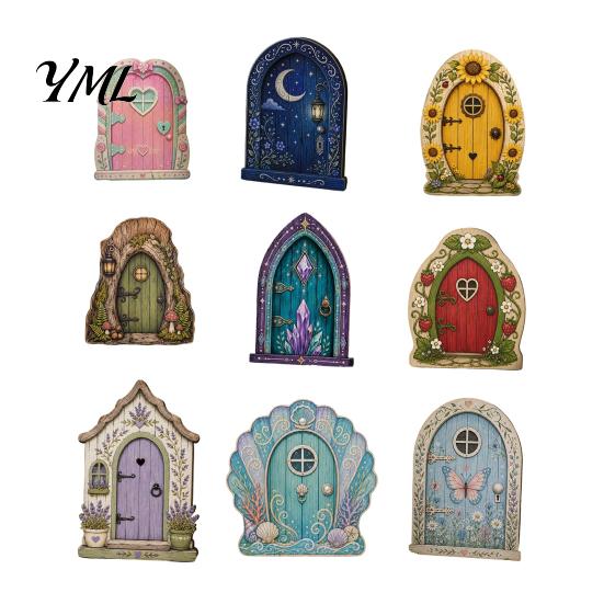 Small Fairy House Accessories Mini Wooden Door, 2D Flat Miniature Garden Rustic Nordic Style Decor Gate for DIY Craft, Dollhouse Accessory,
