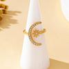 A Women's Ring, a Star and Moon Ring with an Adjustable Opening, Suitable for Daily Wear and Banquet Wear
