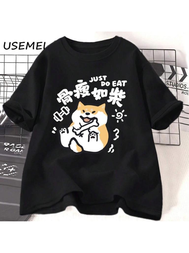 Shiba Inu Dog Graphic T Shirts Women's Clothing Funny Women Men Cartoon T-Shirt Summer Short Sleeve Cotton Tshirt Streetwear