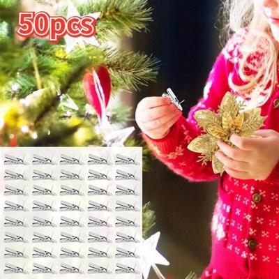 50 Peças Clipe de Natal Mini Clipe Decorativo Clipe de Mola Acessórios DIY Feitos à Mão Clipes Ferramenta Decorativa para Árvore Cintilante