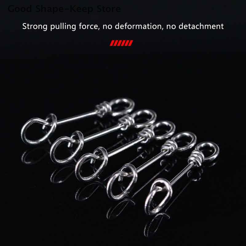 50Pcs Stainless Steel Quick Lock Snap Spring Clamp Buckle Lure Drop Rigs Safety Connector Bait Hook for Fishing - Strengthened