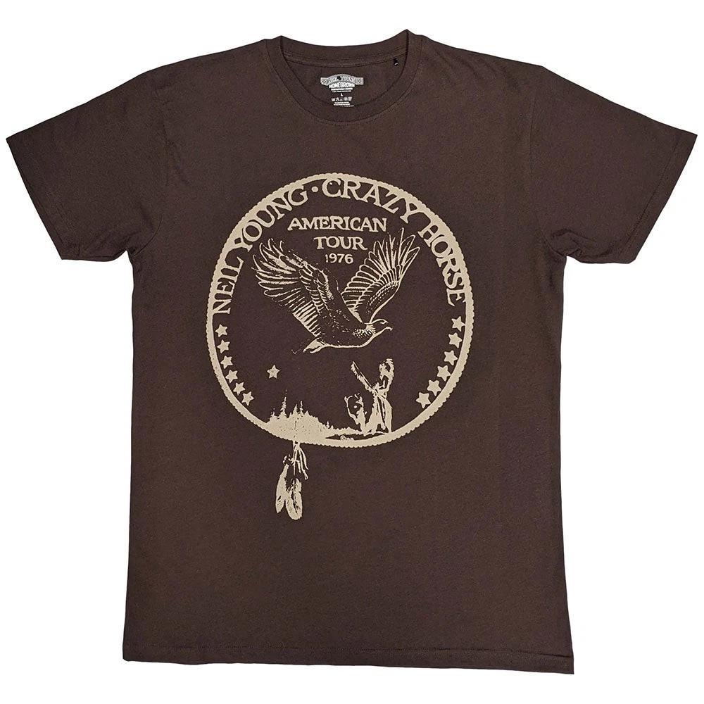 Neil Young T-Shirt: Tour '76 Seal (Brown) OFFICIAL NEW