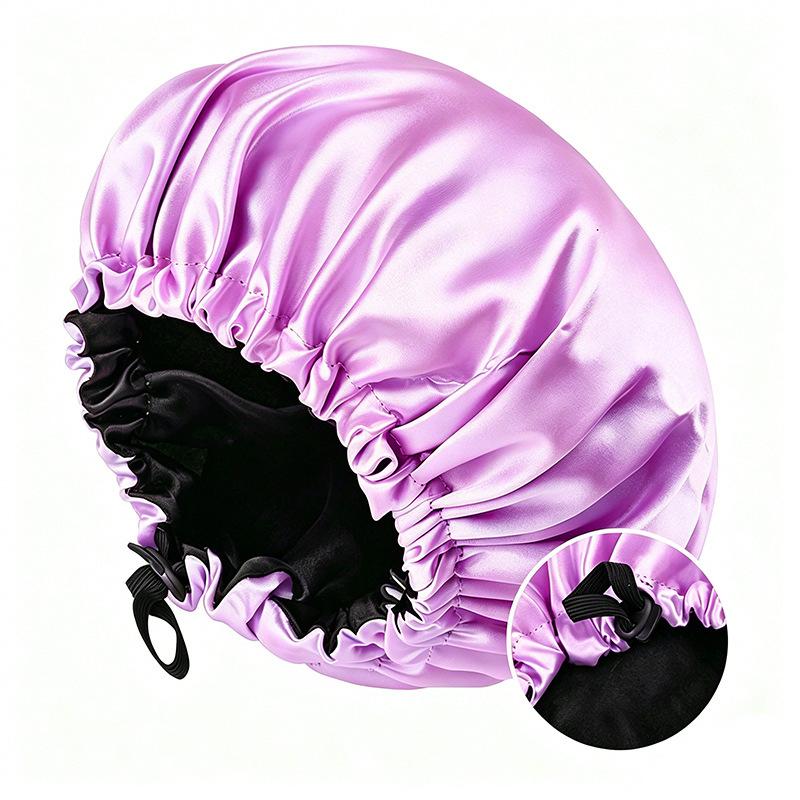 Satin nightcap double button adjustment satin nightcap, women's beauty hair care cap, shower cap
