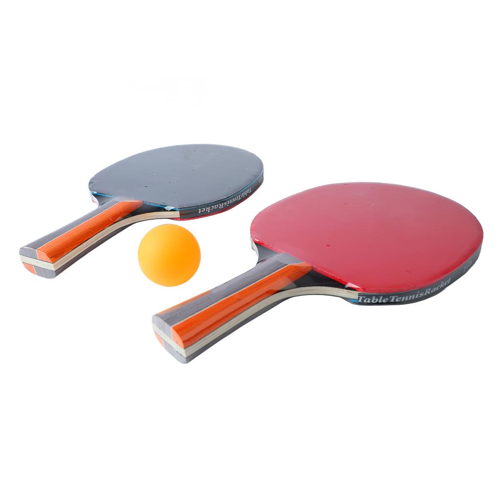 Table Tennis Paddle Set Long Sweat Absorbing Handle Table Tennis Bats with 3 Balls for Beginners