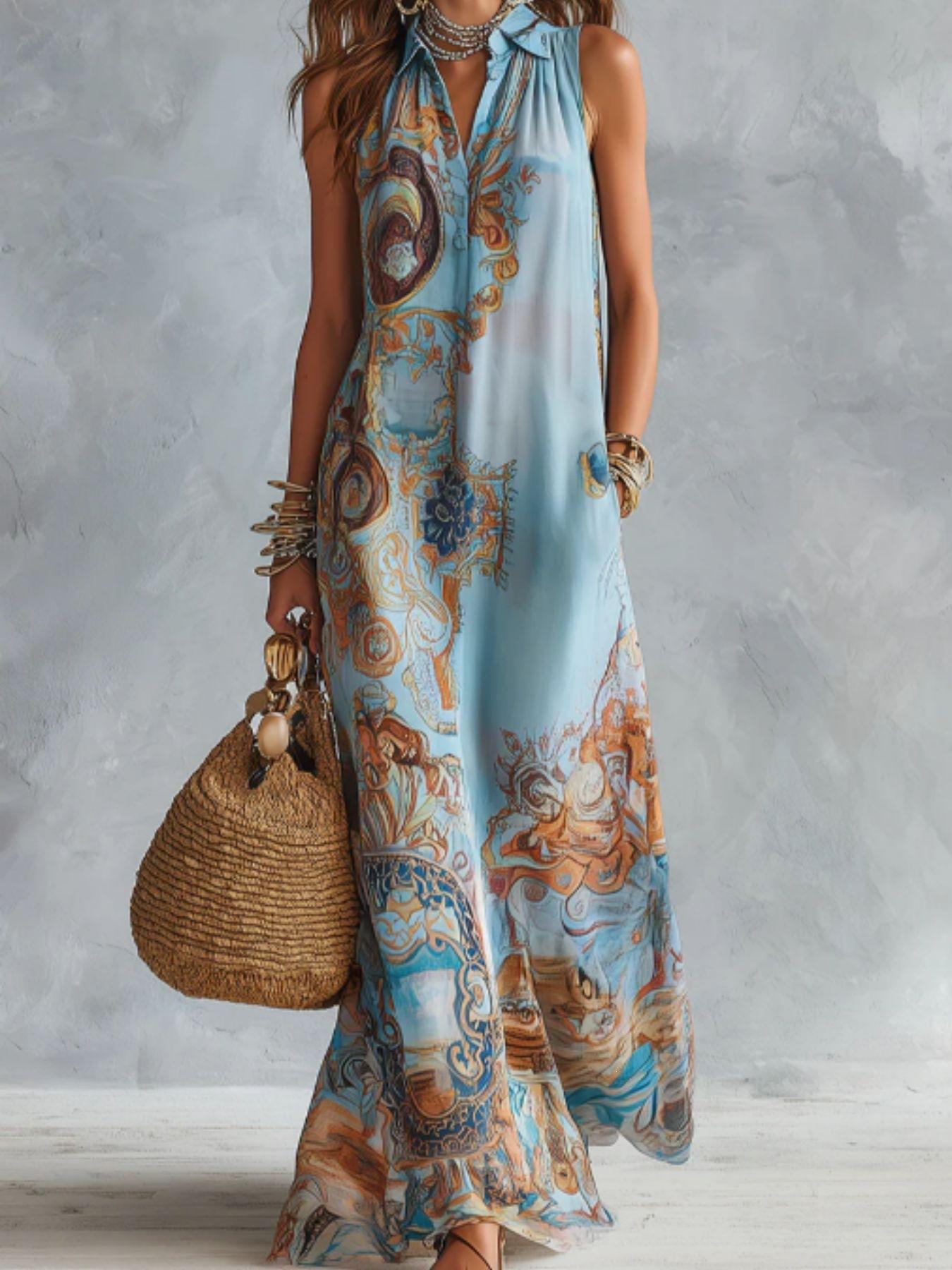 2026 European and American new fashion casual lunch break vacation ethnic style women s dress S