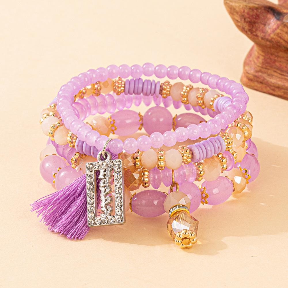 JYL TS Bracelet Palm Wing  Bohemian Style Enhances Protection & Freedom Light Purple темно-красного