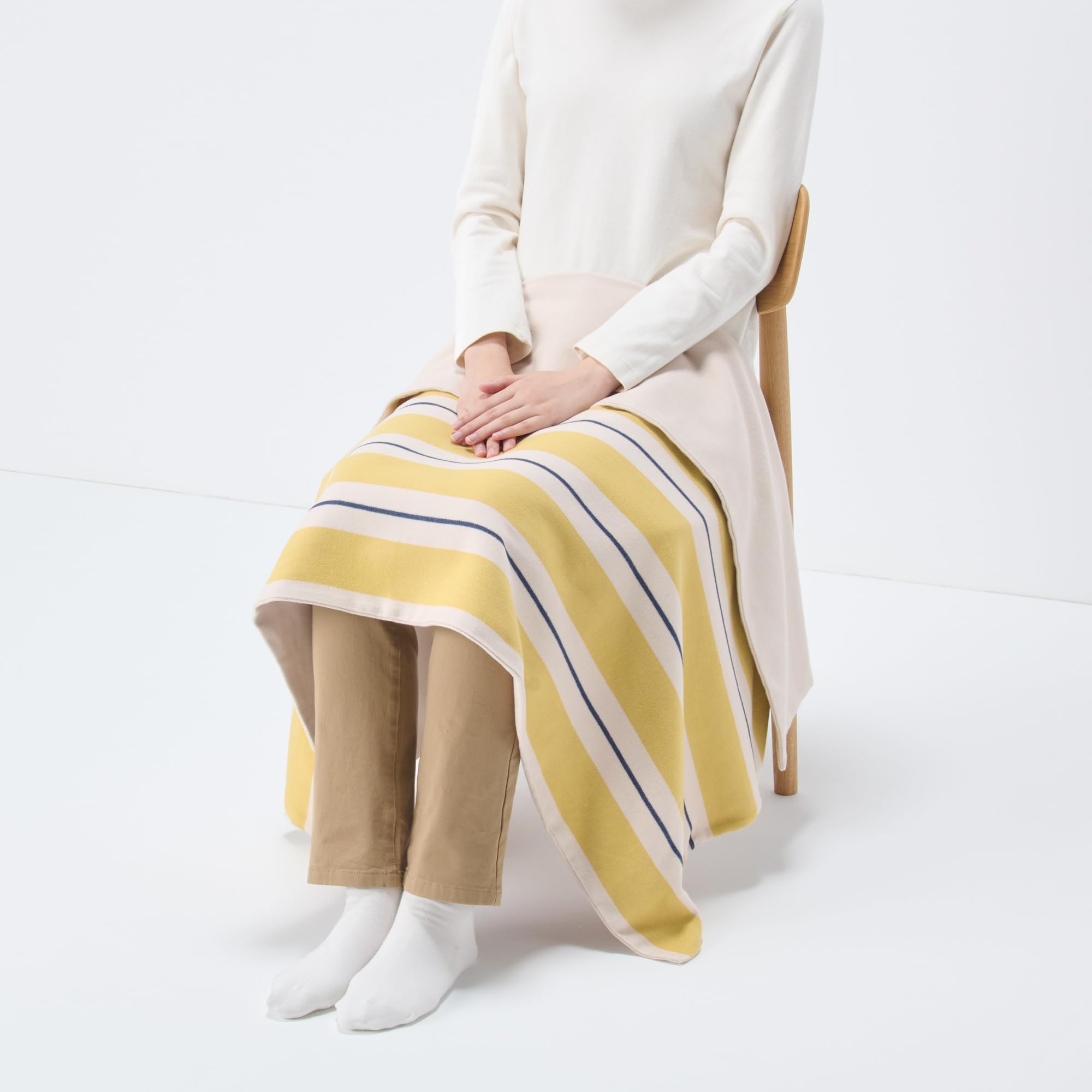 MUJI Хлопковый фланелевый плед 80 x 130 84932946, см, Горчичный, горчичный