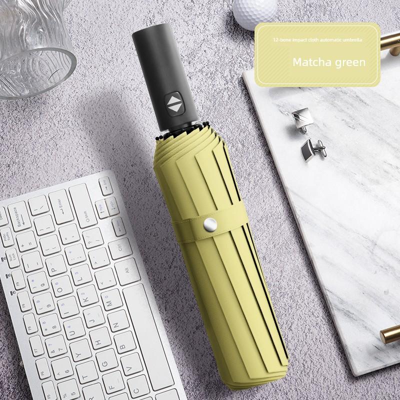 Automatic Umbrella Men's Large Reinforced Thickened Strong Wind-Resistant Sun Umbrella Folding Sun Umbrella Female Rain Or Shine Dual-Use Umbrella