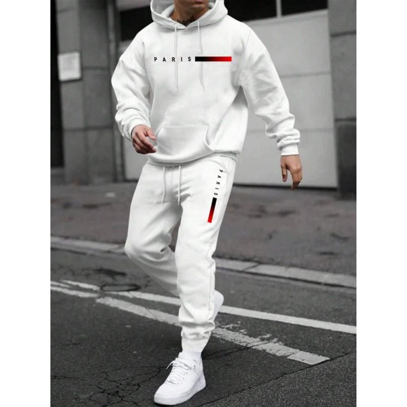 Mens Hooded Sweatshirt Set Long Sleeve Top Pants Casual Sportswear Loose Fit