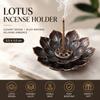 Alloy Lotus Incense Burner Desktop Censer with Ash Tray for Tea Space Living Room Indoor Aromatherapy Ornament Elegant Look 7