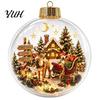 Decorative Acrylic Christmas Ornaments Tree Crystal Ball Pendant with LED Light, Built-in Christmas-themed Theme Hanging Charms Pattern Design,