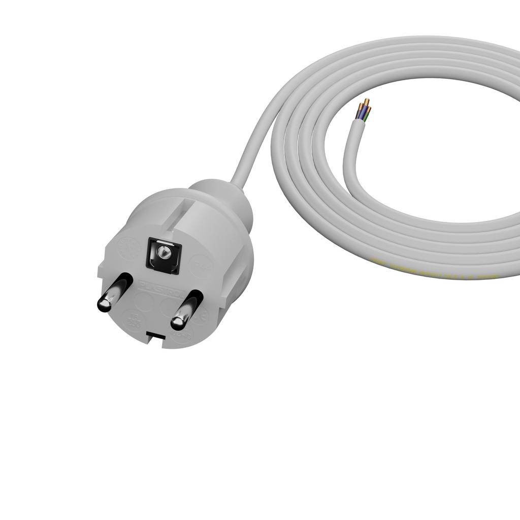 Przewód Przyłączeniowy 1,5M Z Wtyczką Prostą 3X1Mm2 Biały Ip44 Hermetyczny