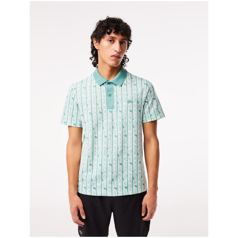 

LACOSTE Mens Active All Over Logo Print Polo PH5655 53G CR5 Q2NPH5655 53GCR5