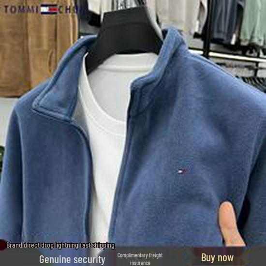 Autentyczny męski sweter Tommy z kaszmiru, z długim rękawem - Jednolity kolor, Haftowany, Kołnierz, Duży rozmiar, Uniwersalna dzianinowa baza.