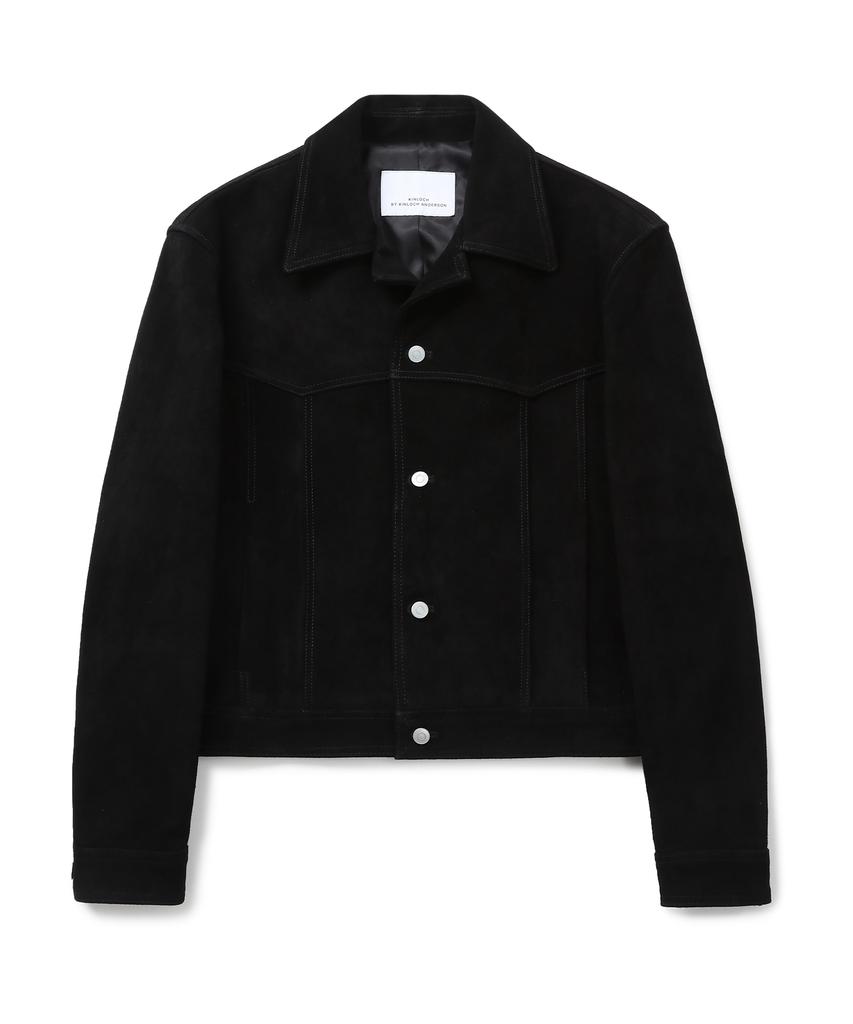Connect Kinloch [Real Leather] Cow Suede Trucker Jacket (Black)