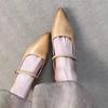Cowhide Version~ French Temperament Polished Pointed Head with Bag Head Half Slippers Women Wear Height-increasing Sandals In Summer