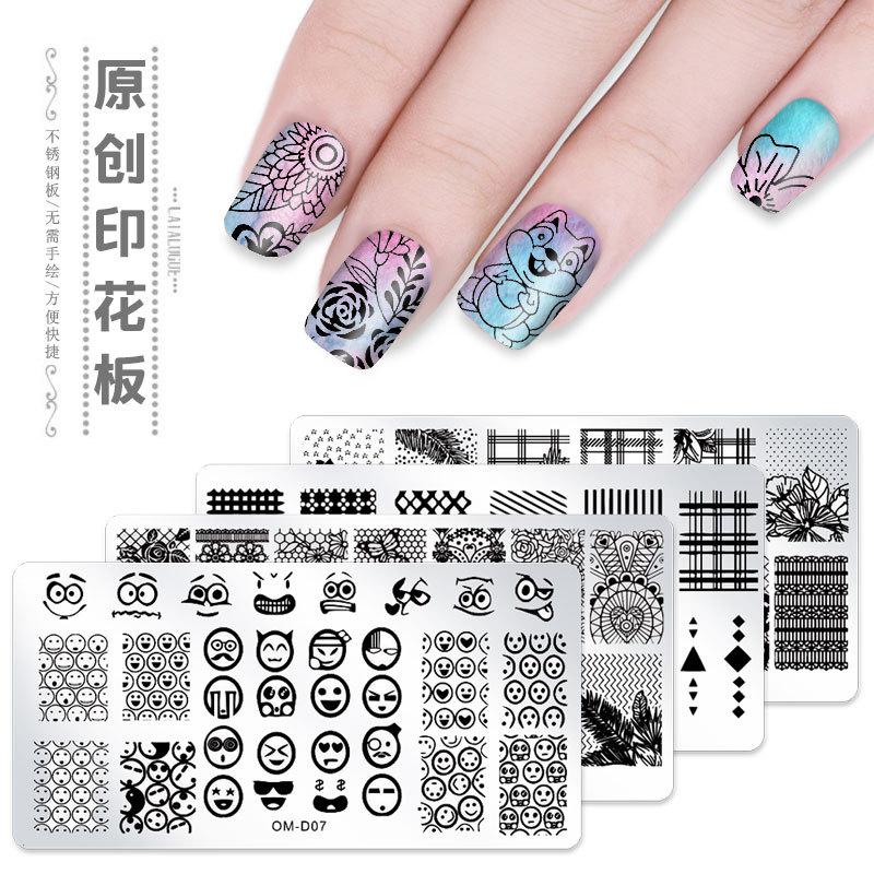 Nail Art Transfer Steel Plate, Rectangular Printing Oil Transfer Printing Steel Plate Blue Film Painted Board Omd Series