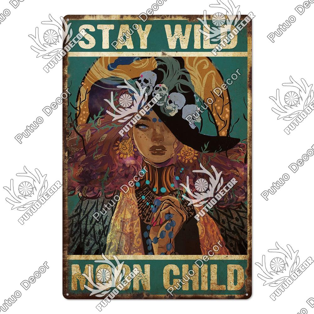 Putuo Decor Halloween Vintage Tin Signs Plaque Metal Plate Retro Poster Wall Art Decoration for Home Bar Living Room Door Yard