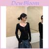 Black Top With Eself Cultivation And V Neck Design For Women Spring