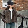 Girls' Trendy Leather Lapel Jacket - Spring/Autumn 2025