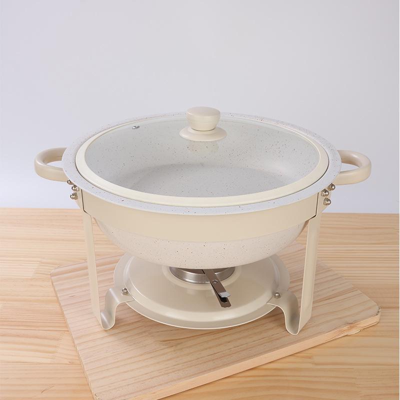 Round Stainless Steel Buffet Stove - Golden Food Warmer for Hotels & Restaurants