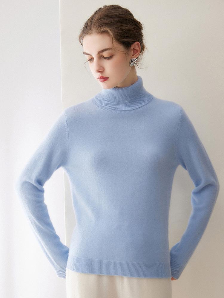 Women's 100% Pure Cashmere High Neck Long Sleeve Sweater - Autumn/Winter Collection