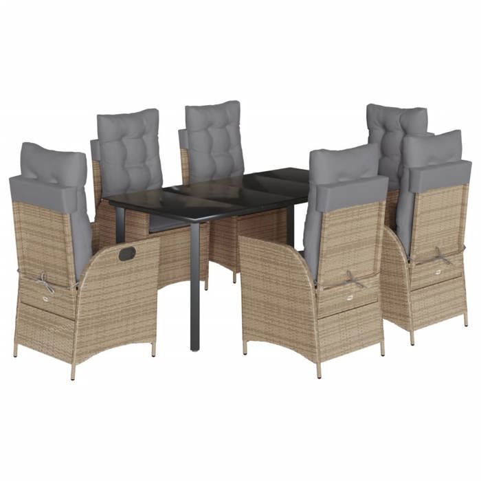 VidaXL Ensemble à Manger de Jardin avec Coussins 7 pcs, Table et Chaise de Terrasse, Meubles de Patio, Mobilier d'Extérieur, 3213269