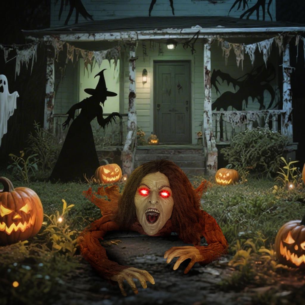 Crawling zombie decoration for Halloween, sounds, lights, battery operated