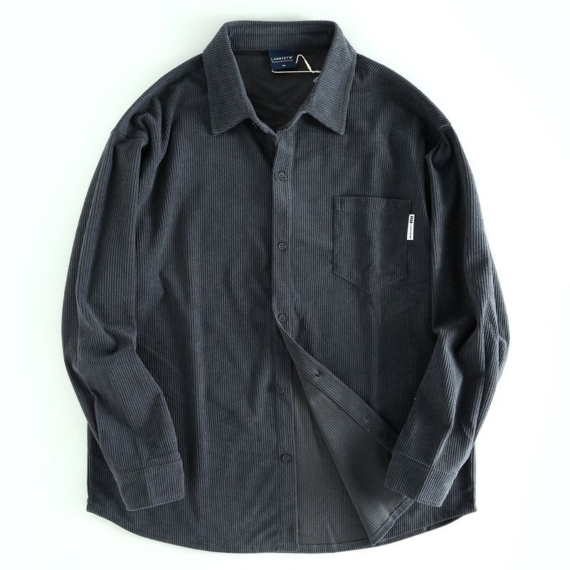 Big Brand Cattle Goods Designer Recommend Spring and Autumn Corduroy Men's Lapel Long Sleeve Shirt Delicate and Soft Plus Size Shirts