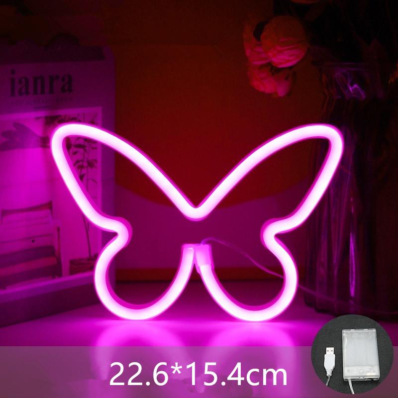 Butterfly LED Neon Sign Light, Battery Operated Novelty Neon Mini Night Light Room Birthday Home Wall Decoration Atmosphere