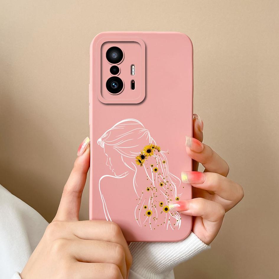 Case For Xiaomi 11T Pro Cover Fashion Design Sweet Girls Matte Liquid Silicone Screen Protector Shell For Xiaomi 11T 11 T Fundas