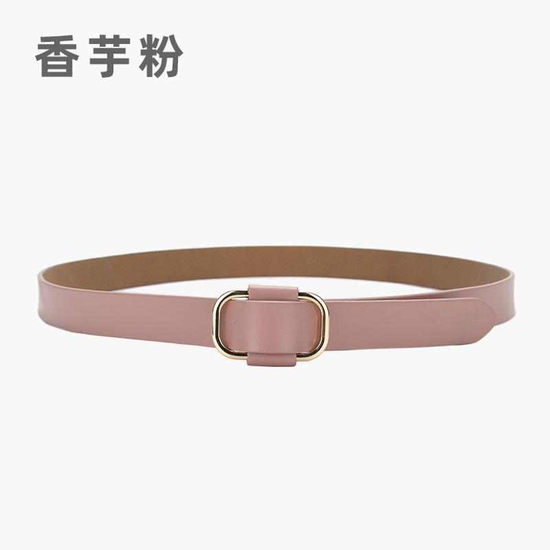 Four Seasons Available New Needle Free Square Buckle Women'S Belt Casual Leather Belt Simple Retro Fashion Pure Leather Belt