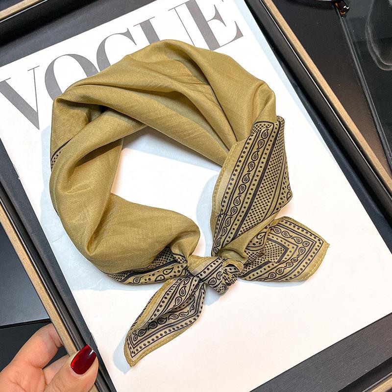 30% Silk 70% cotton Scarf Bandana Women Square Scarves Wrap Kerchief Fashion dot Headband Leopard Hijab Shawls Bandana Foulard