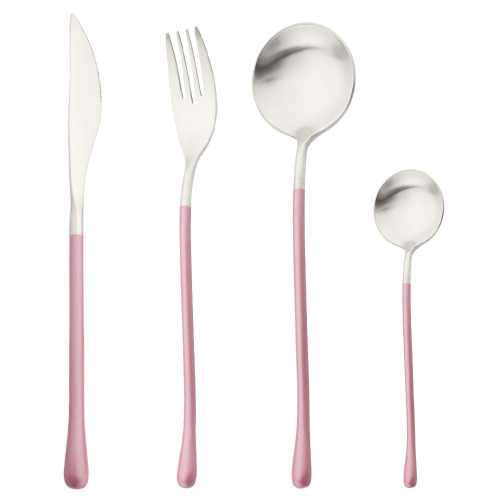 4Pcs White Gold Cutlery 18/10 Stainless Steel Dinnerware Set Spoon Fork Knife Western Home Silverware Tableware Set Supplies