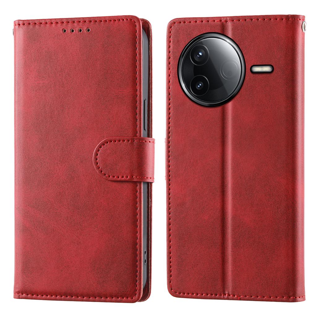 Wallet Case For Xiaomi Redmi K80 5G/K80 Pro 5G/Poco F7 Pro 5G/Poco F7 Ultra 5G Calf Texture PU Leather Phone Cover with Wrist Strap
