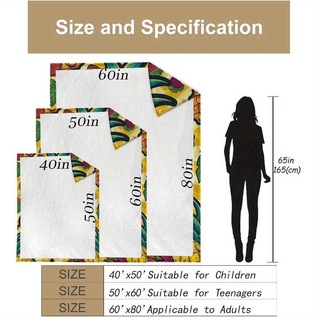 Lustiges Ananas-Emoji-Muster Bedruckte Flanelldecke geeignet für alle Jahreszeiten geeignet für Wohnzimmer Büro Sofa und Reisen