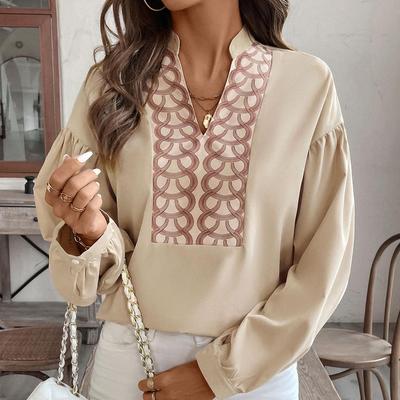 Women Long Sleeve V-Neck Tees Print T-Shirt Ladies Tee Shirt Street Chiffon Blouses Wear Top