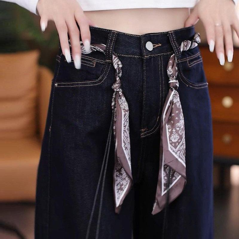 Fashion velvet versatile jeans women's winter new high-waisted thin loose thickened straight pants children