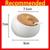 Ceramic Seasoning Jars with Wooden Lid Salt Shakers Kitchen Area Supplies White Spice Organizer Canister Spoon Set White Sugar Box for Home