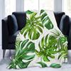 Coperta Plaid Verde Tropicale con Foglie Palma Monstera in Pile per Divano Letto Tema Festivo Accogliente Morbida Coperta Decorativa Regalo Caldo